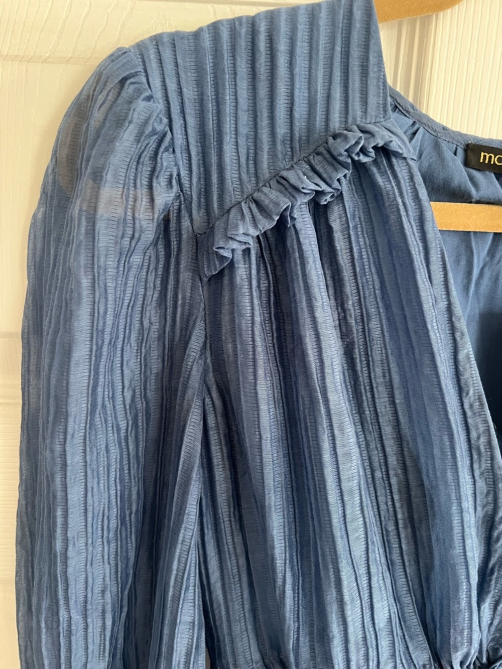 NWT Maje Dress — Riala Voile Dress in Blue, Long sleeve blue dress with skirt, S - Picture 11 of 16